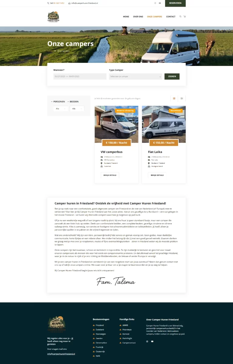 webpagina CHF overzicht bookingoverzicht