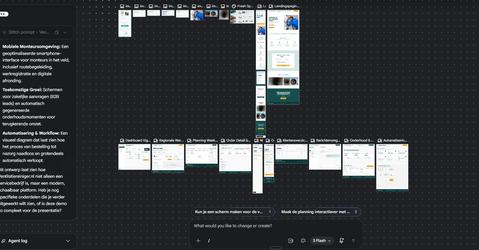 Google Stitch ontwerp op basis van een prompt en plan